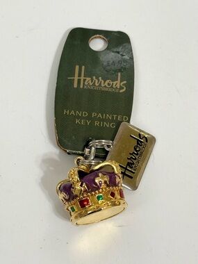 Harrods Hand Painted Crown Key Ring - Purple & Gold crown new with tags flag
